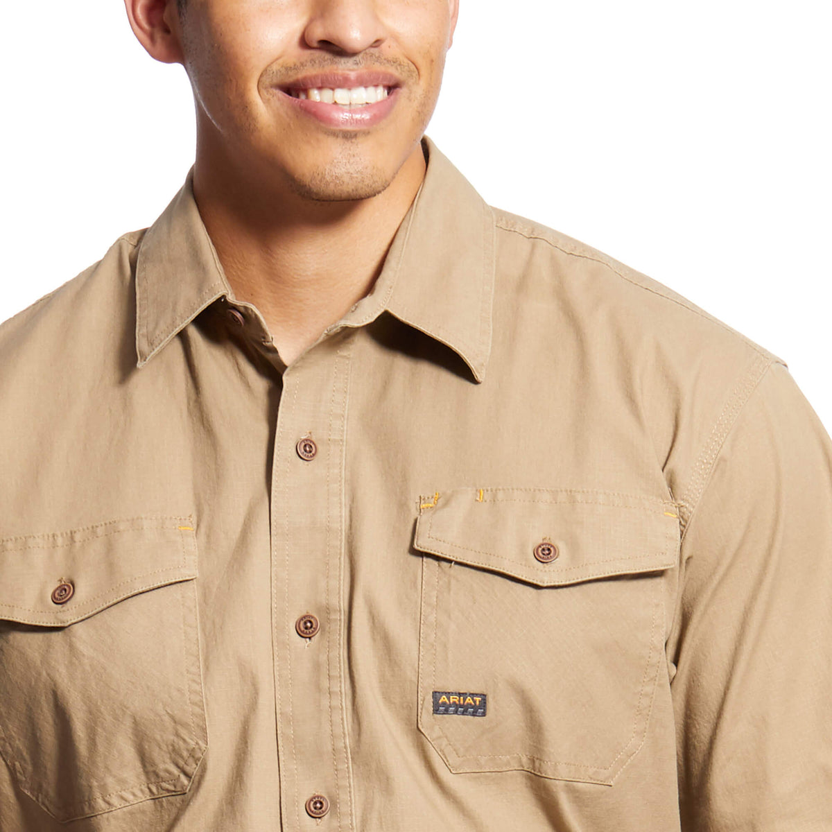 Ariat Men's Rebar Made Tough DuraStretch Work Shirt - Khaki