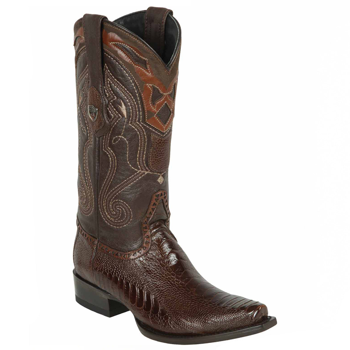 Brown Ostrich Leg Cowboy Boots Snip Toe