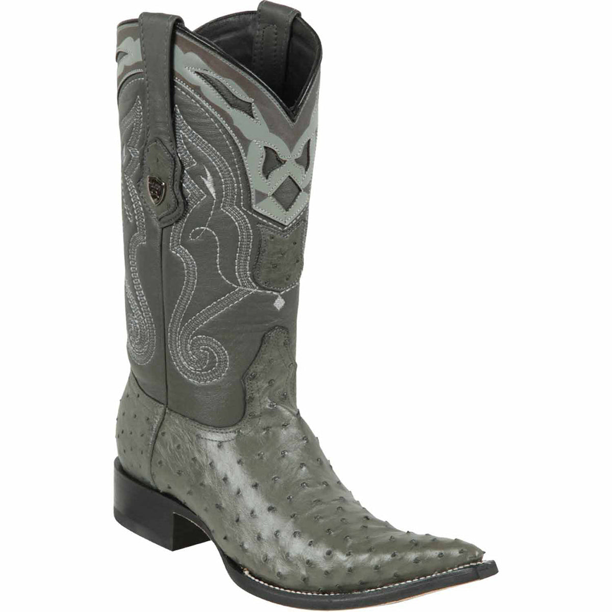 Grey Ostrich Cowboy Boots Pointy Toe
