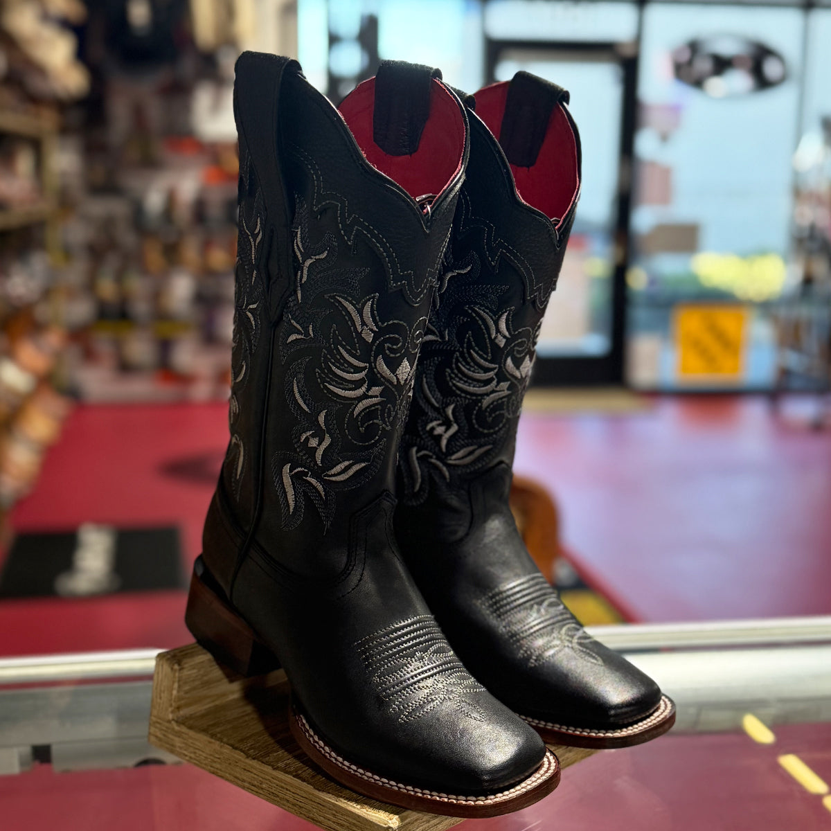 Black Square Toe Cowgirl Boots