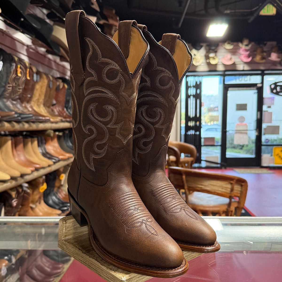 Brown Walnut Women's Western Boots Oval Toe