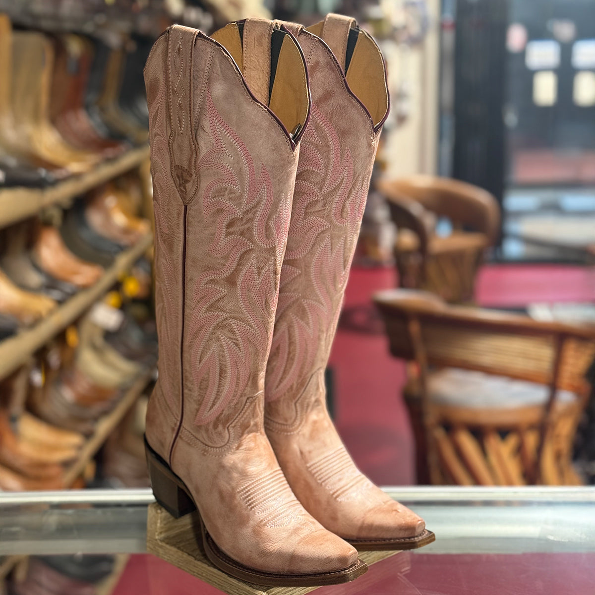 Vintage Pink Knee High Boots
