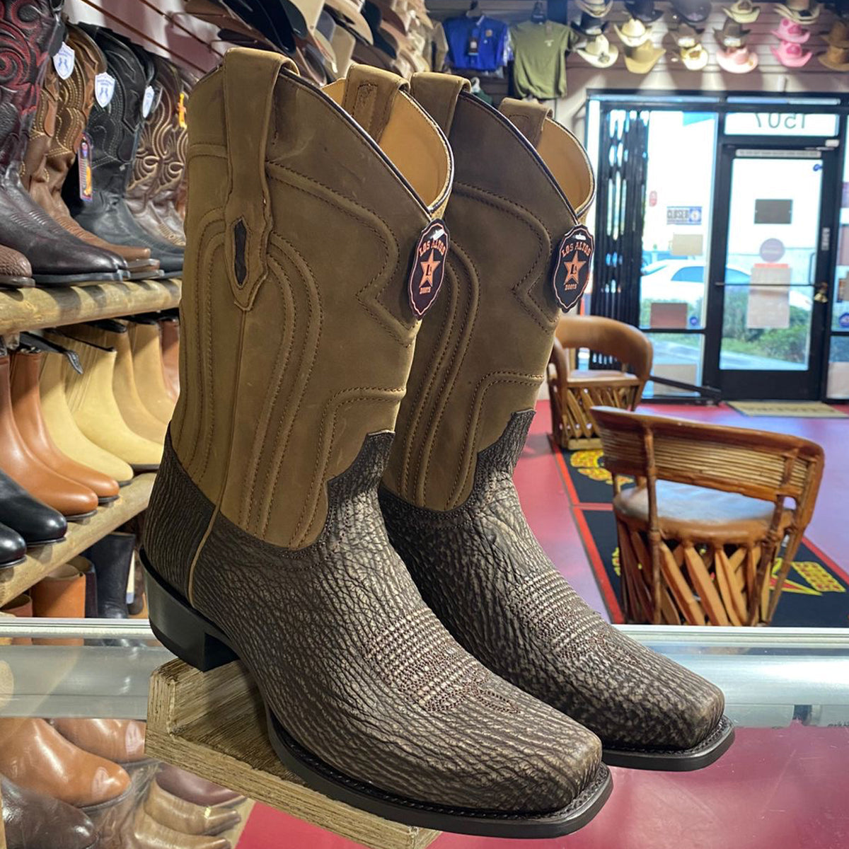 Brown Sharkskin Western Boots 7x-Toe