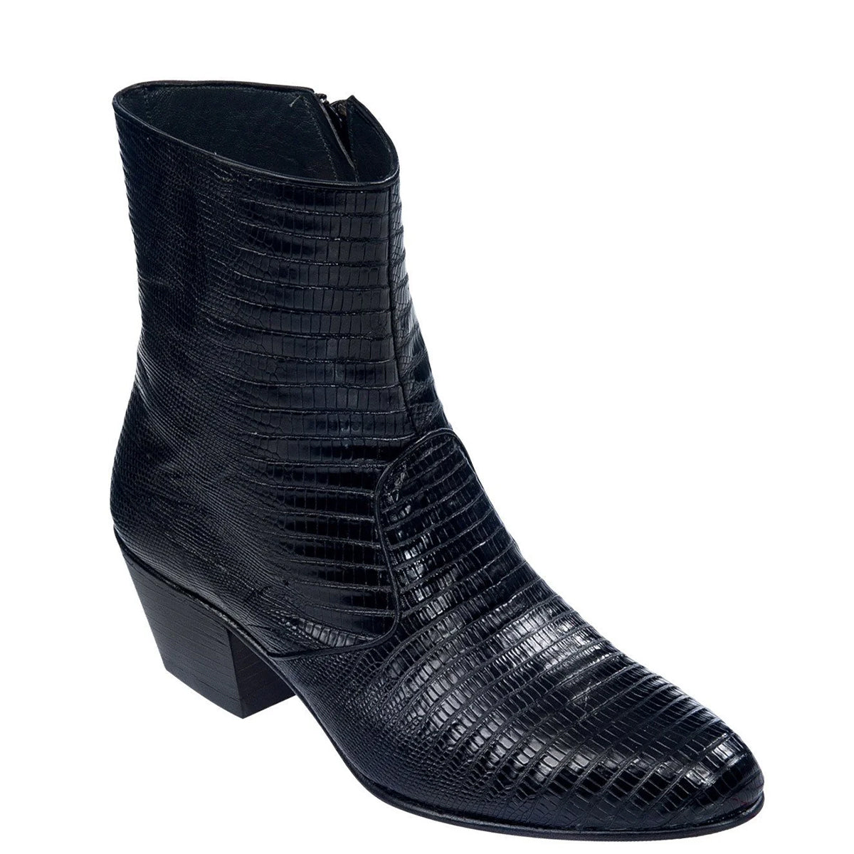 Mens Lizard Cuban Heel Ankle Boots