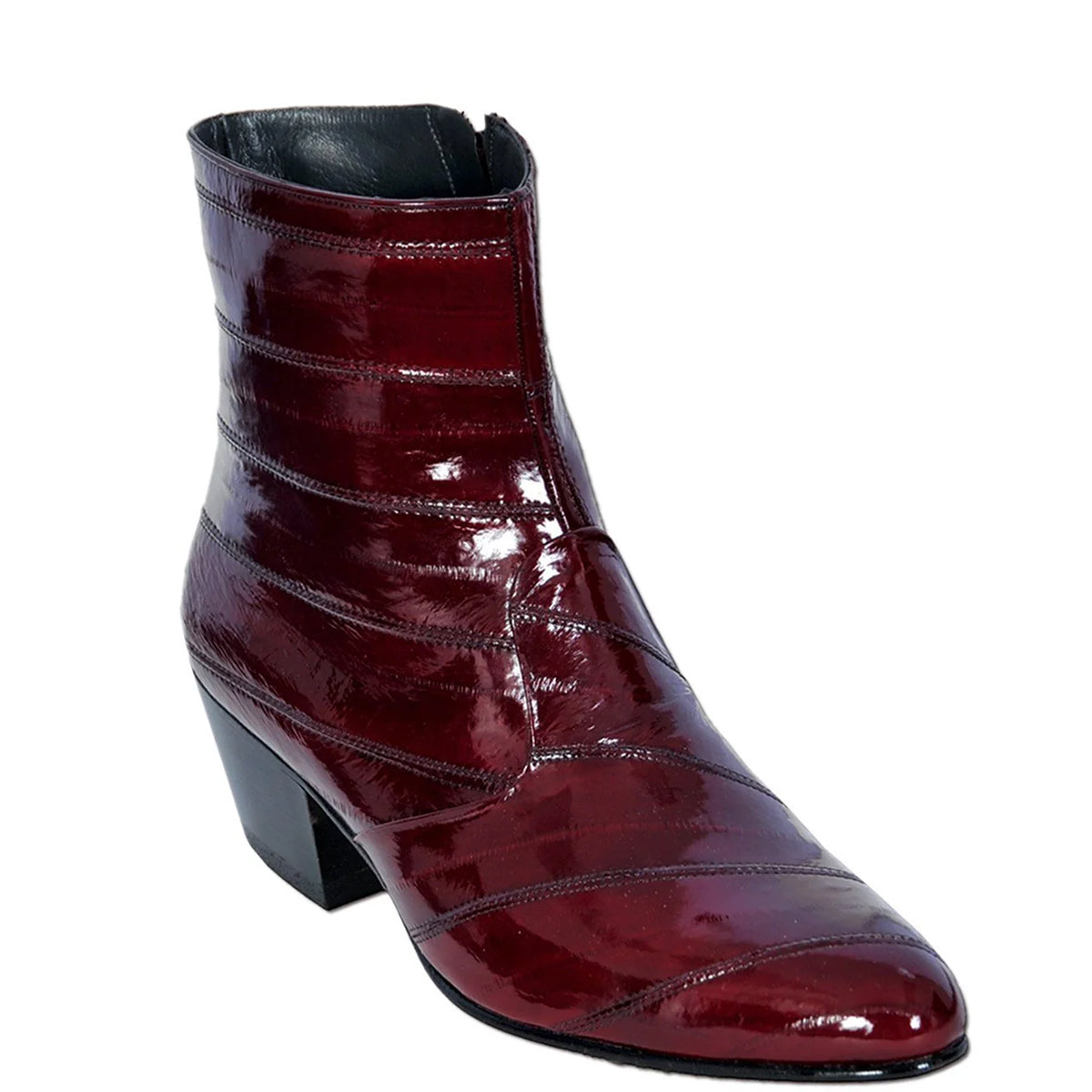 Mens Eel Cuban Heel Ankle Boots