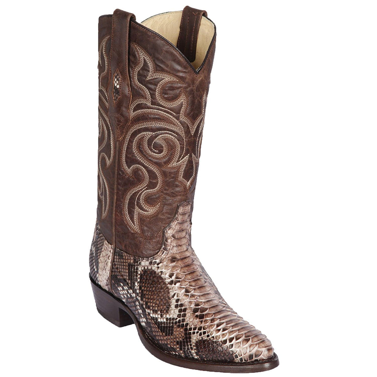Rustic Brown Snakeskin Boots R-Toe