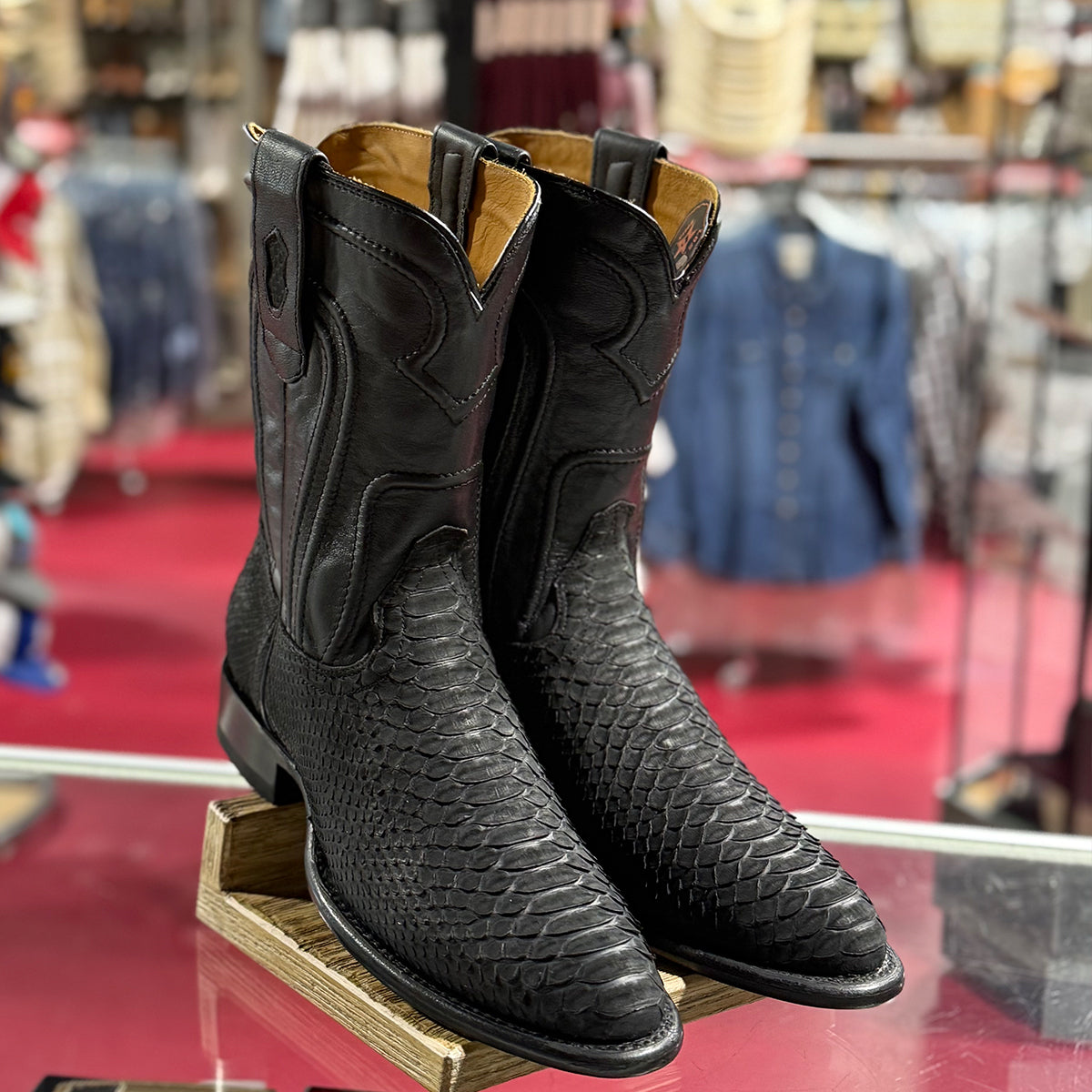 Black Snakeskin Roper Boots