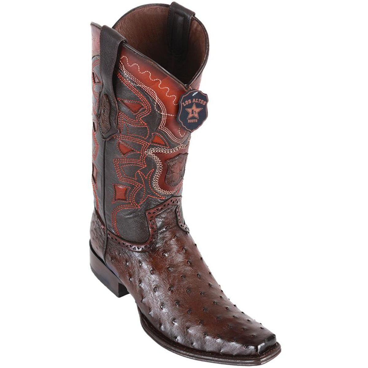 Ostrich European Toe Western Boots - Faded Brown