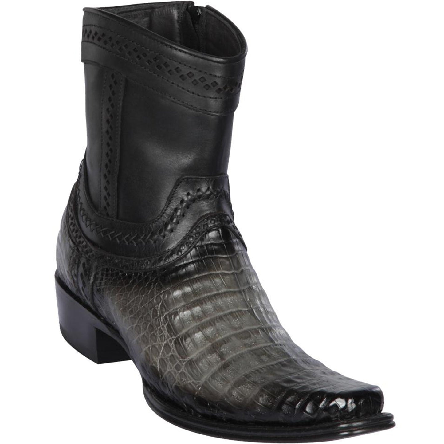 Short Ankle Grey Caiman Boots European Toe