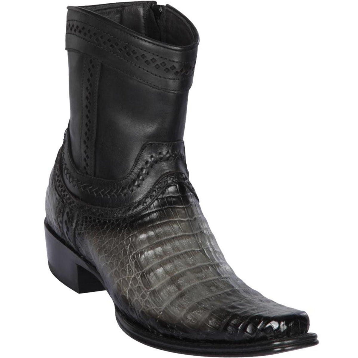 Short Ankle Grey Caiman Boots European Toe