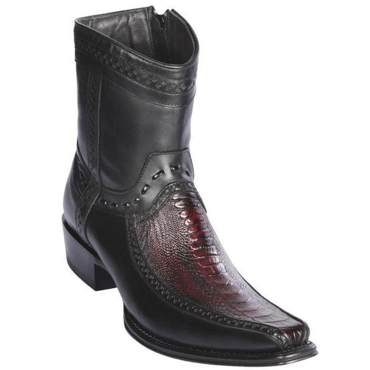 Ostrich Leg Black Cherry Short Western Boots