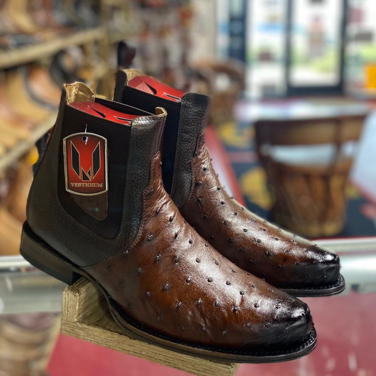 Milan Brown Ostrich Chelsea Boot
