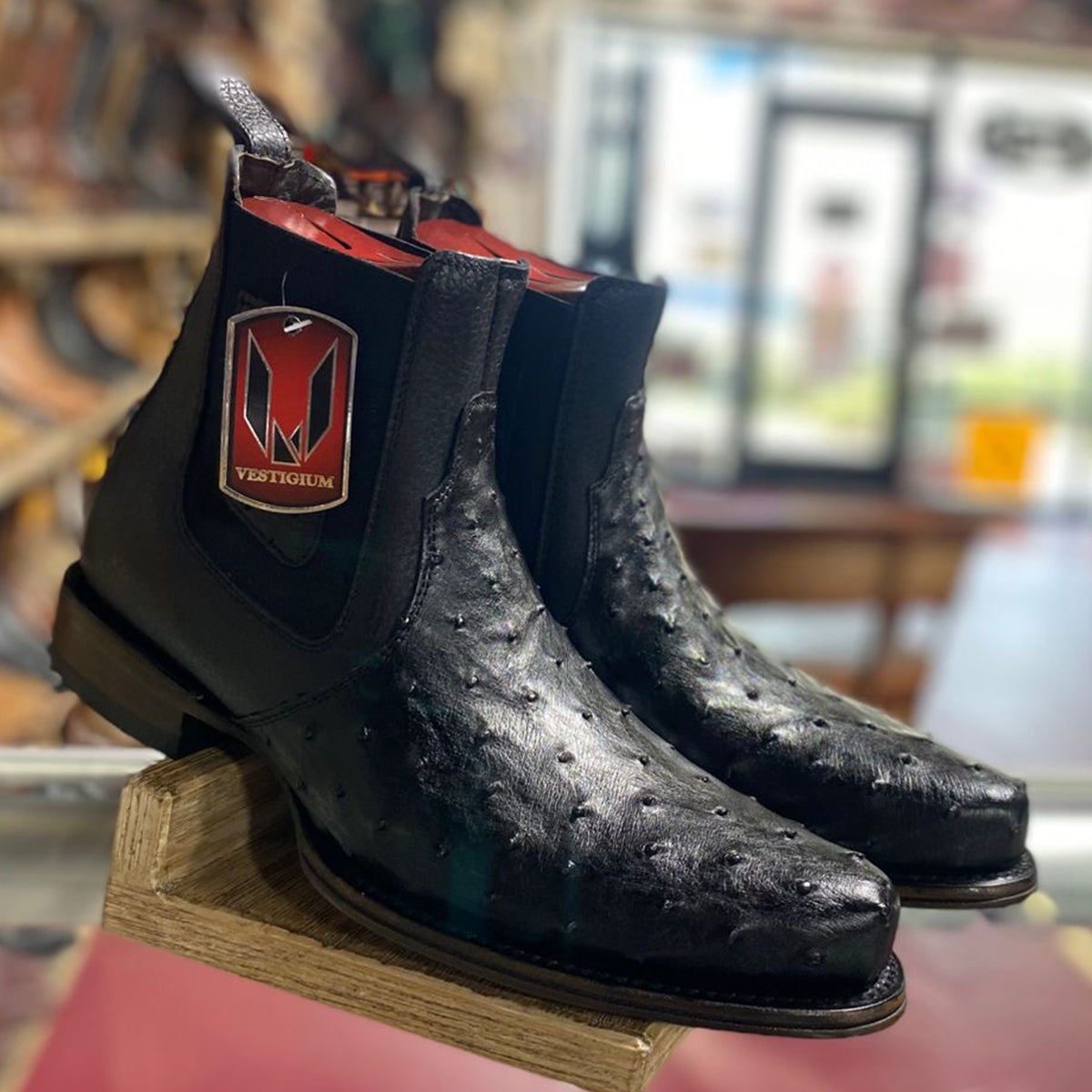 Milan Black Ostrich Chelsea Boot