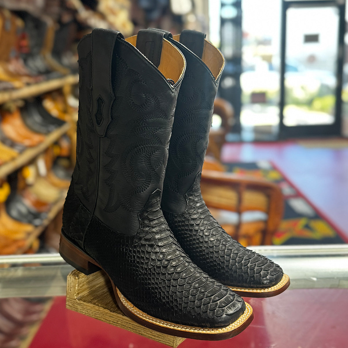 Suede Black Python Cowboy Boots