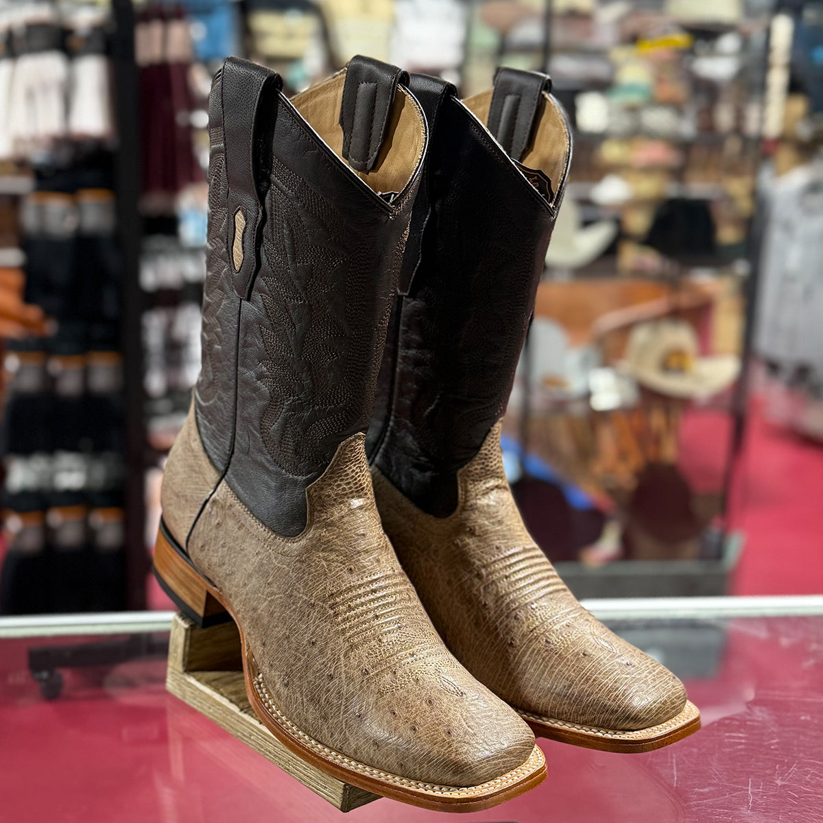 Mens Square Toe Smooth Ostrich Cowboy Boots