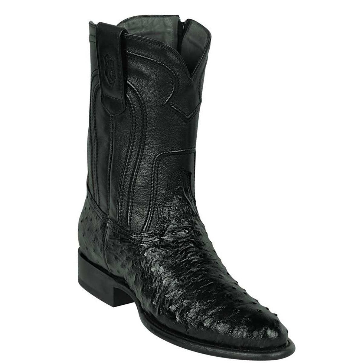 Black Roper Ostrich Boots