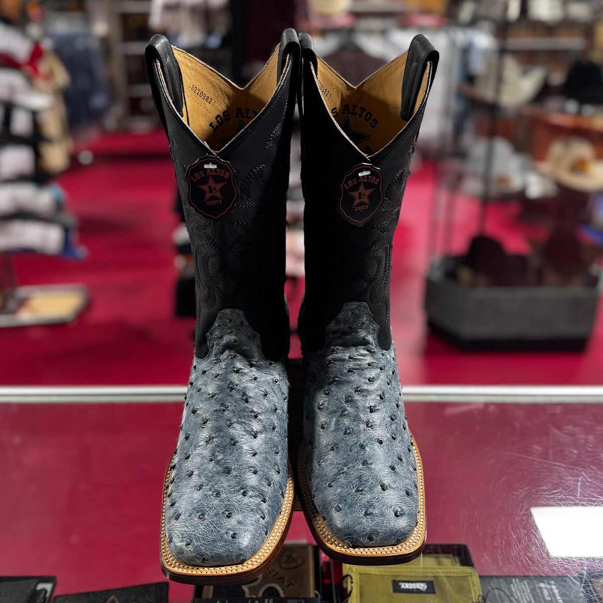 Mens Blue Ostrich Boots
