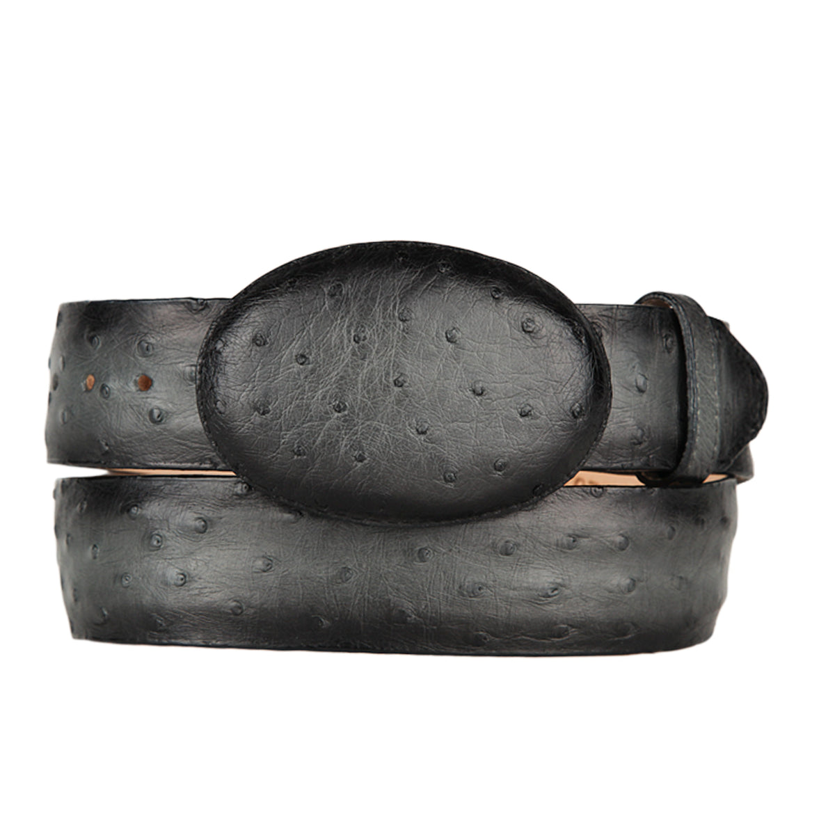 Burnished Grey Ostrich Belt