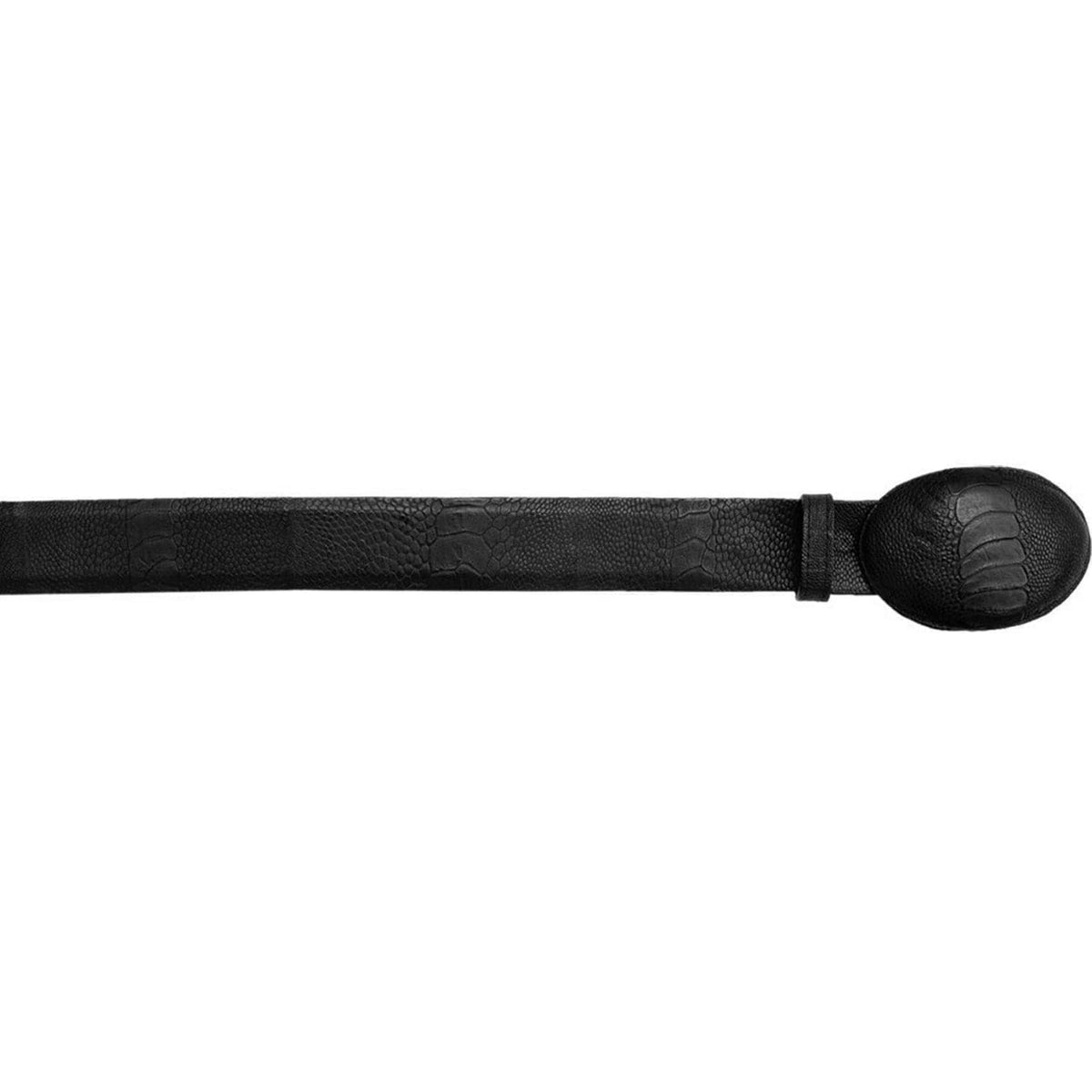 Greasy Black Ostrich Leg Belt