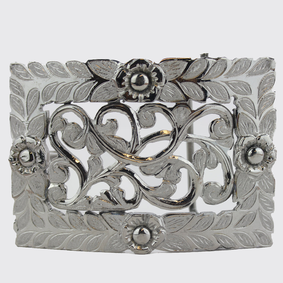 Handmade Charro 4 Flower Design Belt Buckle