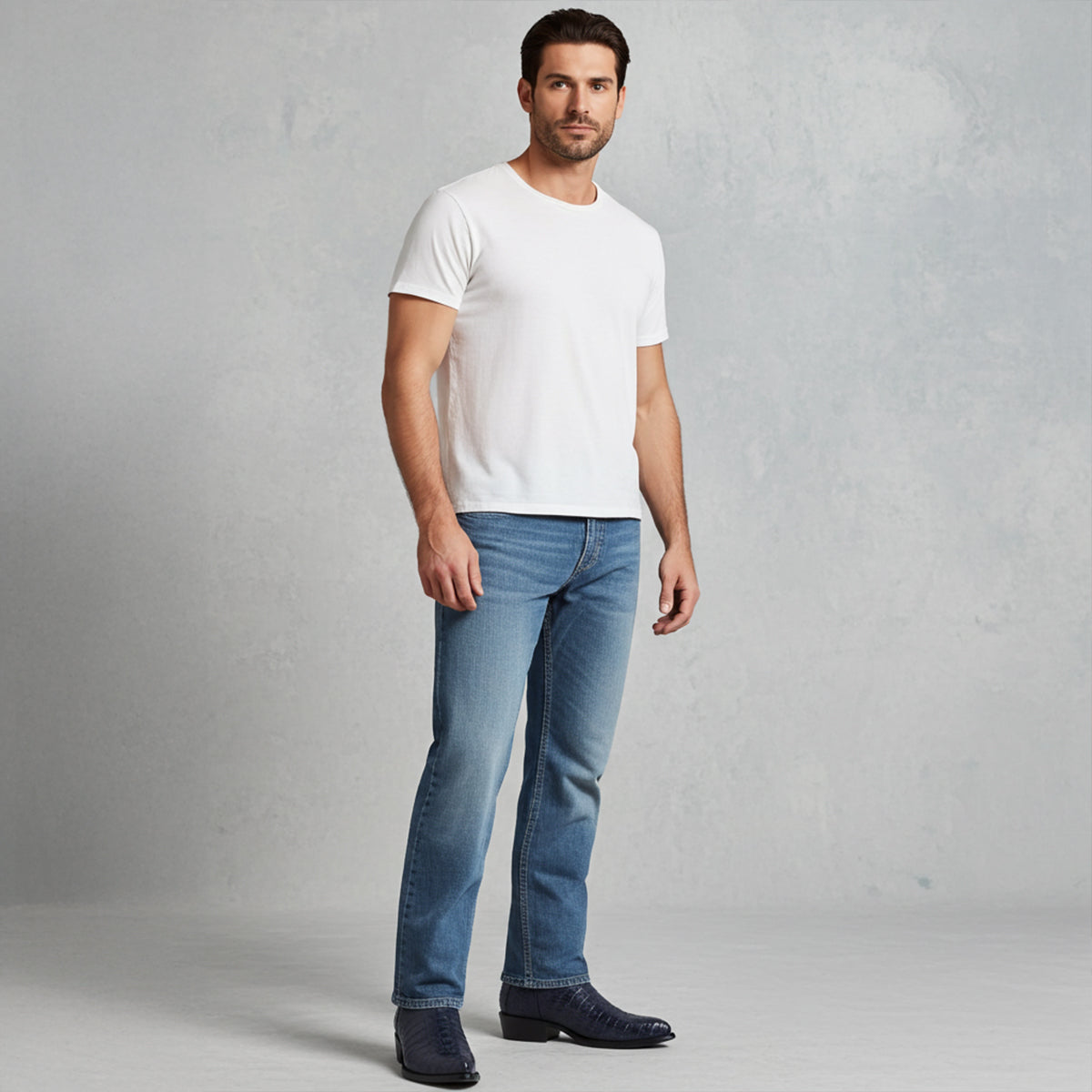 Navy Blue Crocodile Cowboy Boots