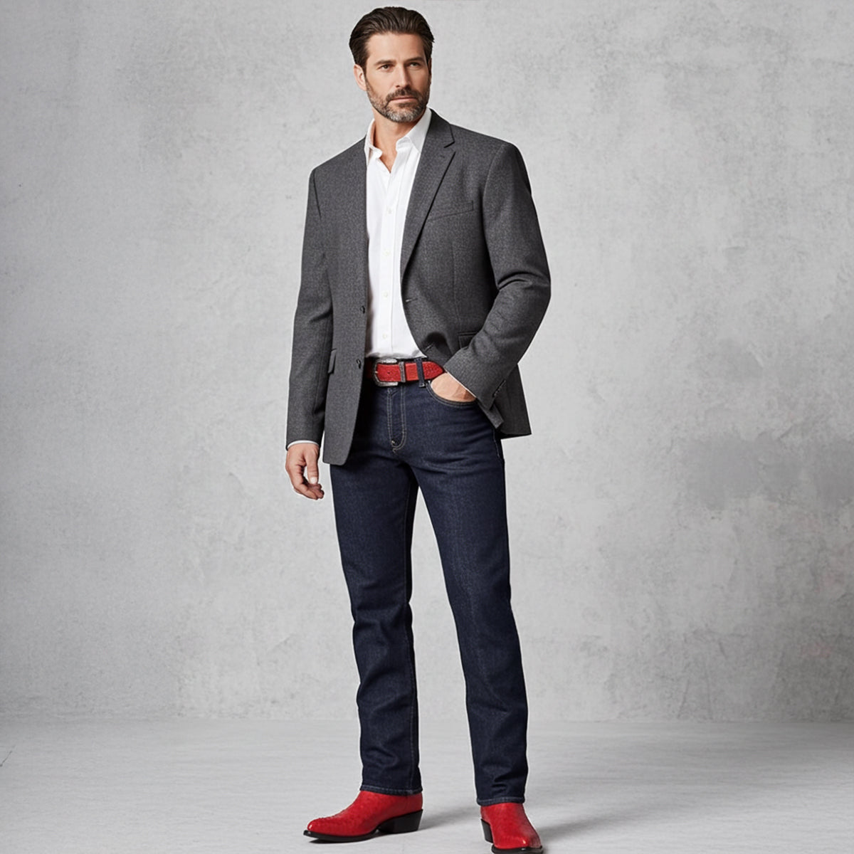 Red Ostrich Cowboy Boots