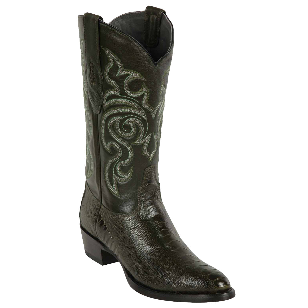 Green Ostrich Leg Cowboy Boots J-Toe