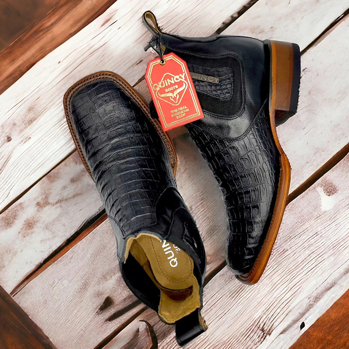 Mens Short Caiman Print Boots