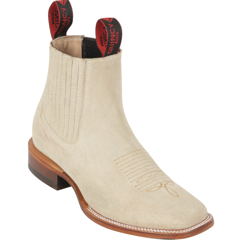 Women's Square Toe Suede Charro Boot Bone