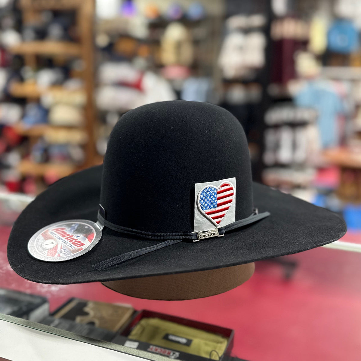 Handmade USA Heart Cowboy Hat Patch