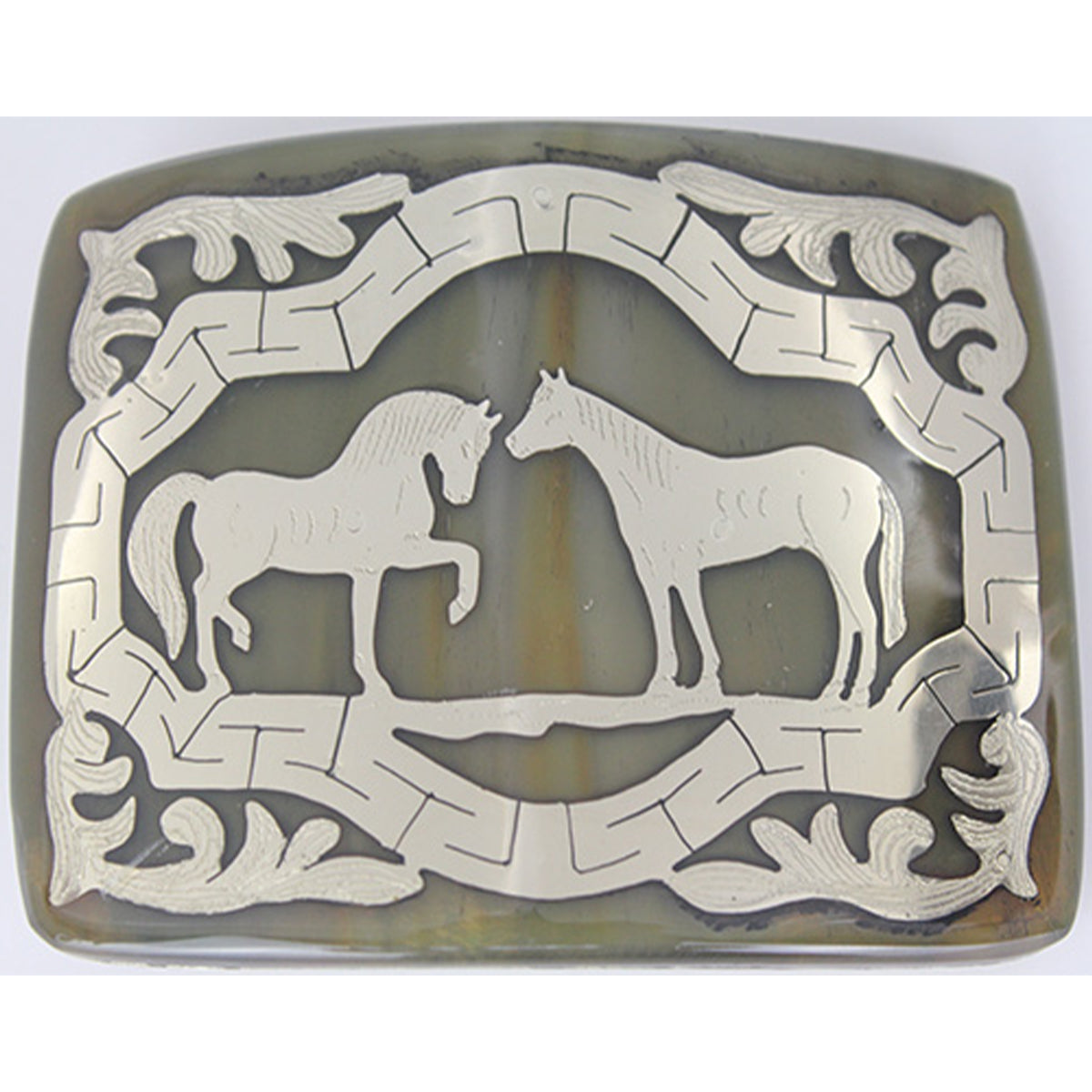Handmade Cowboy Belt Buckle With Horses