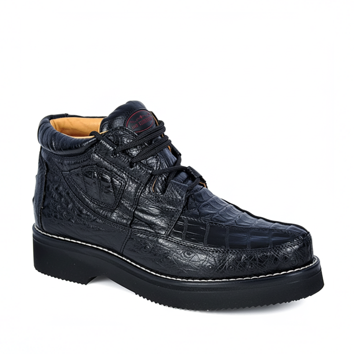 Black Casual Caiman & Ostrich Boots