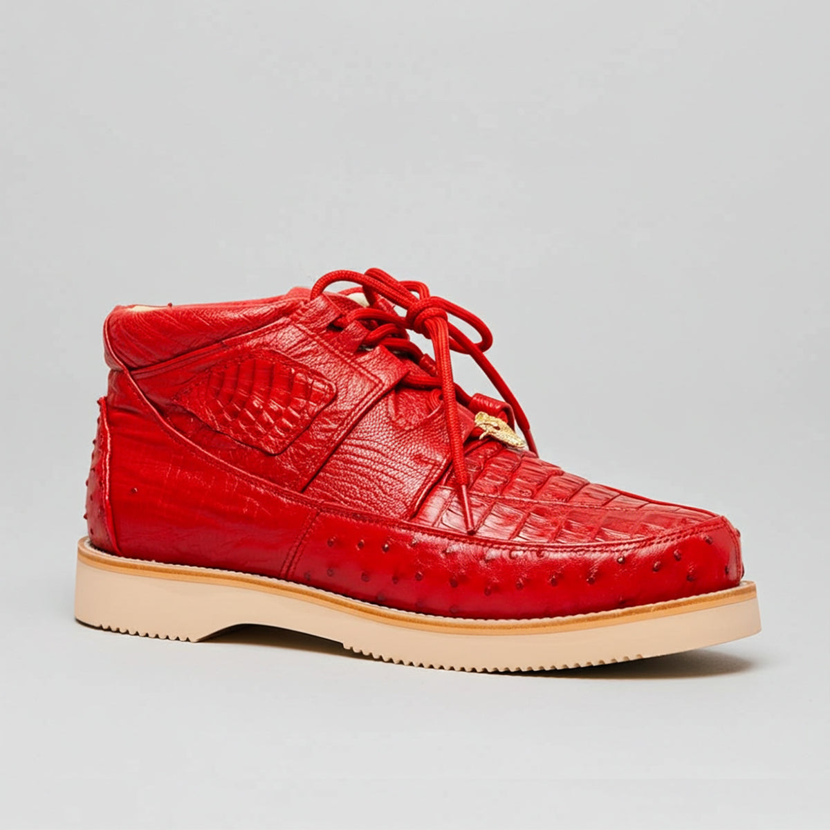 Red Casual Caiman & Ostrich Boots