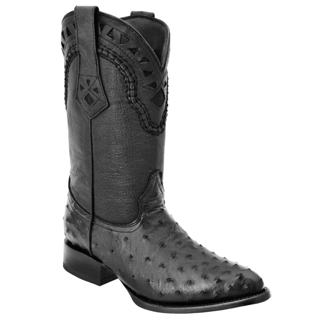 Black Ostrich Cowboy Boots J-Toe