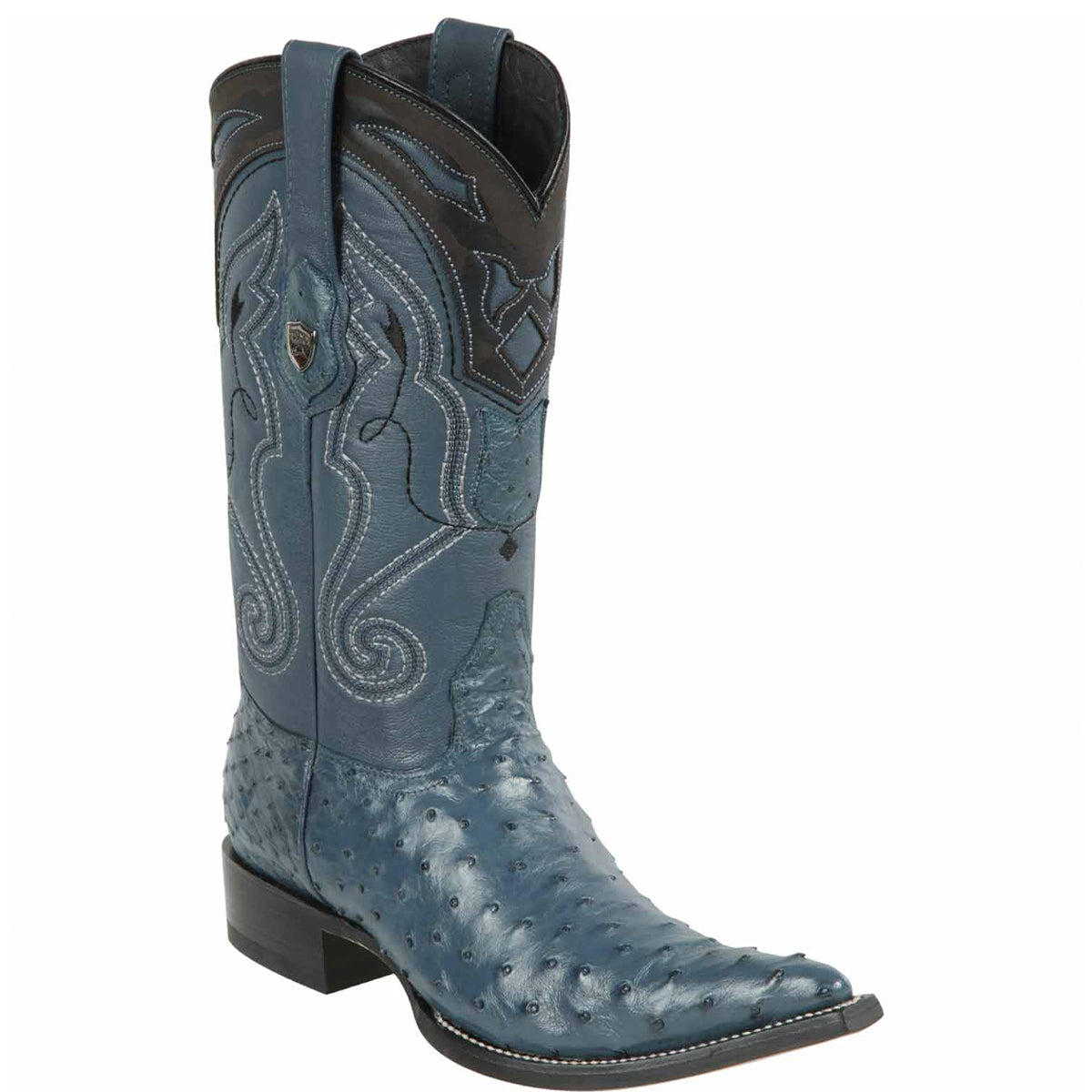 Blue Ostrich Cowboy Boots Pointy Toe