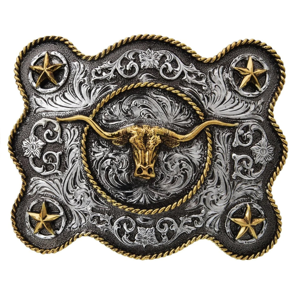 Handmade Stars & Longhorn Belt Buckle
