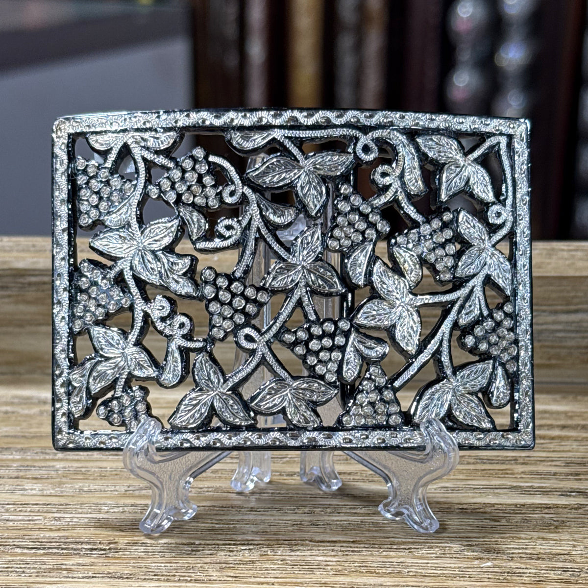 Handmade Floral Silver Western Belt Buckle
