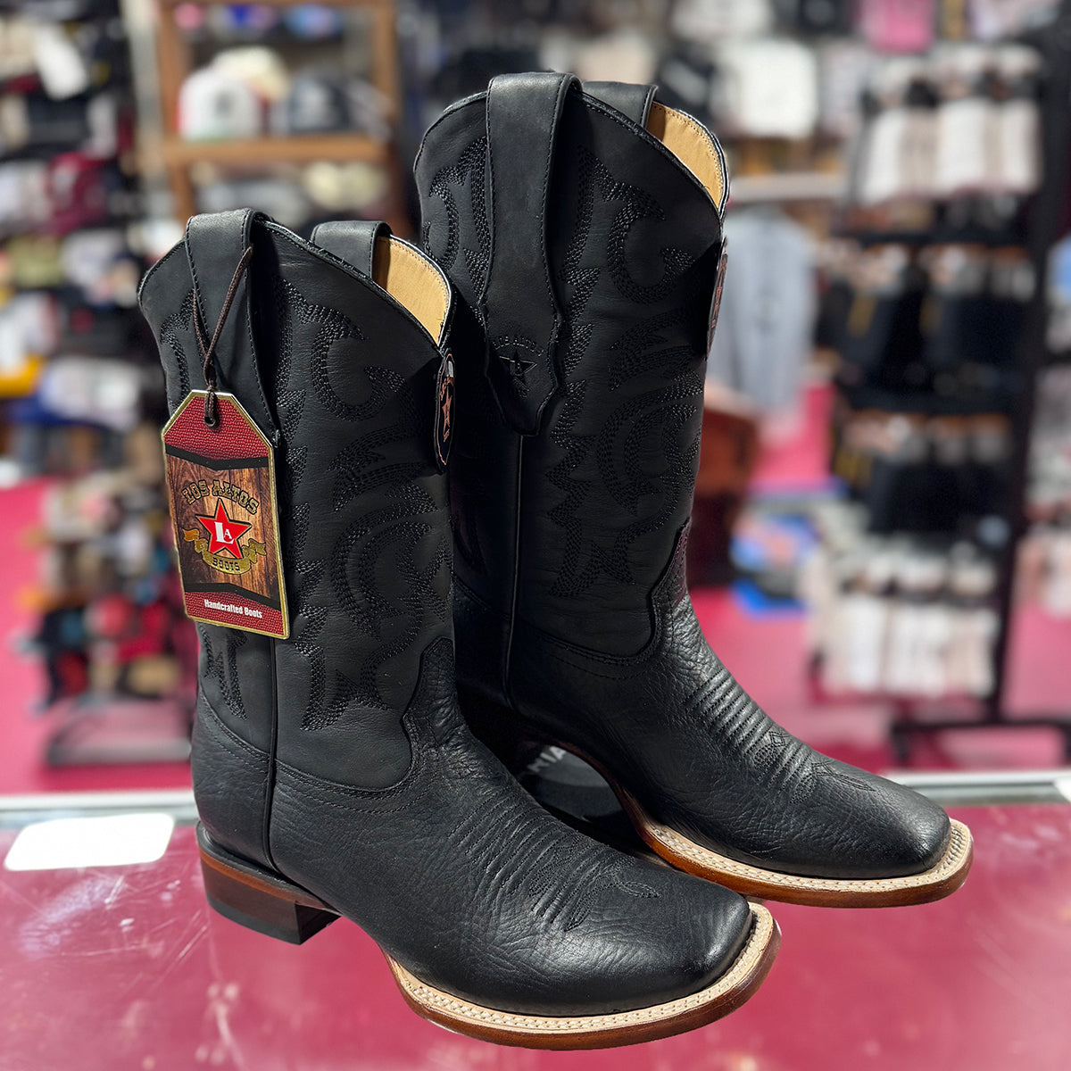 Bull Shoulder Black Square Toe Cowboy Boots