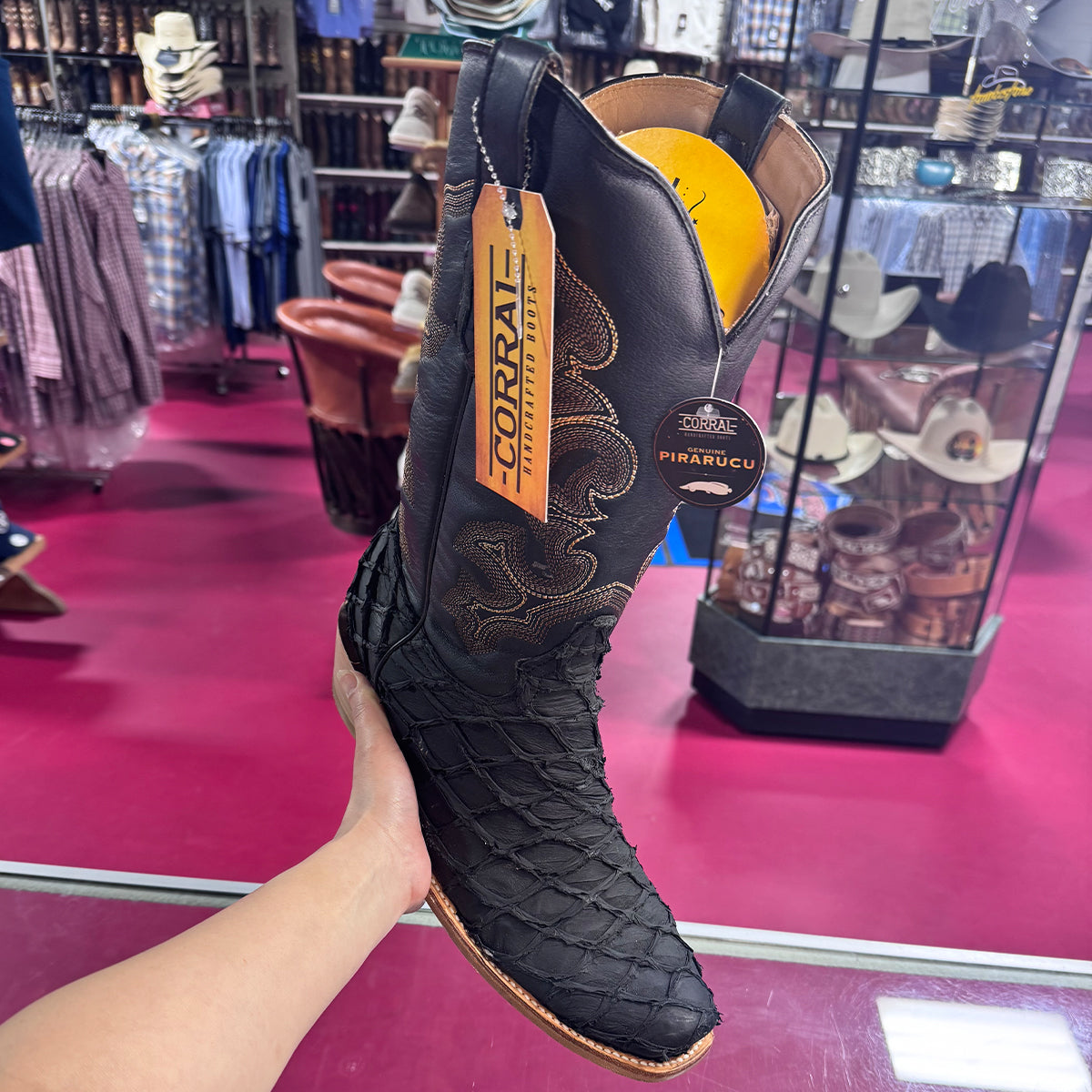 Corral Black Pirarucu Fish Cowboy Boots