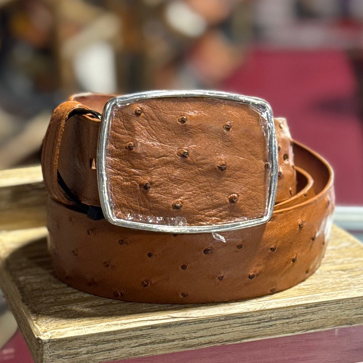 Honey Ostrich Belt