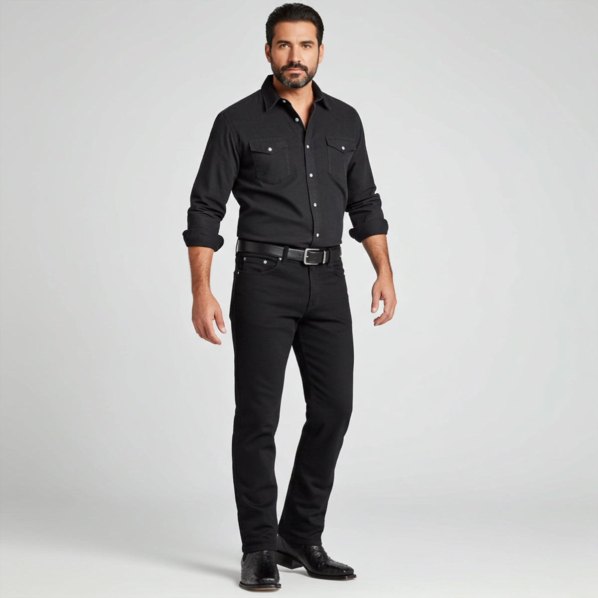 Mens Short Black Ostrich Boots