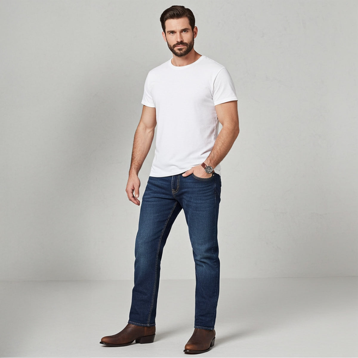 Classic Medium Round Toe Cowboy Boots
