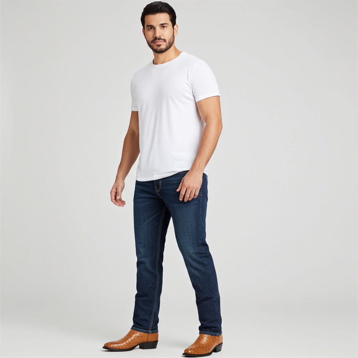 Amber Ostrich Cowboy Boots R-Toe