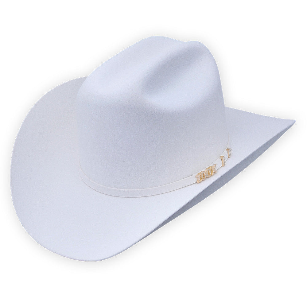 100x Beaver White Felt Cowboy Hat