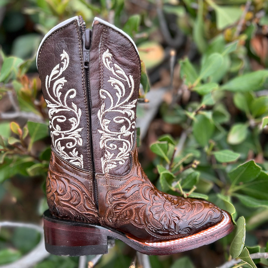 Tooled Print Kids Cowgirl Boot