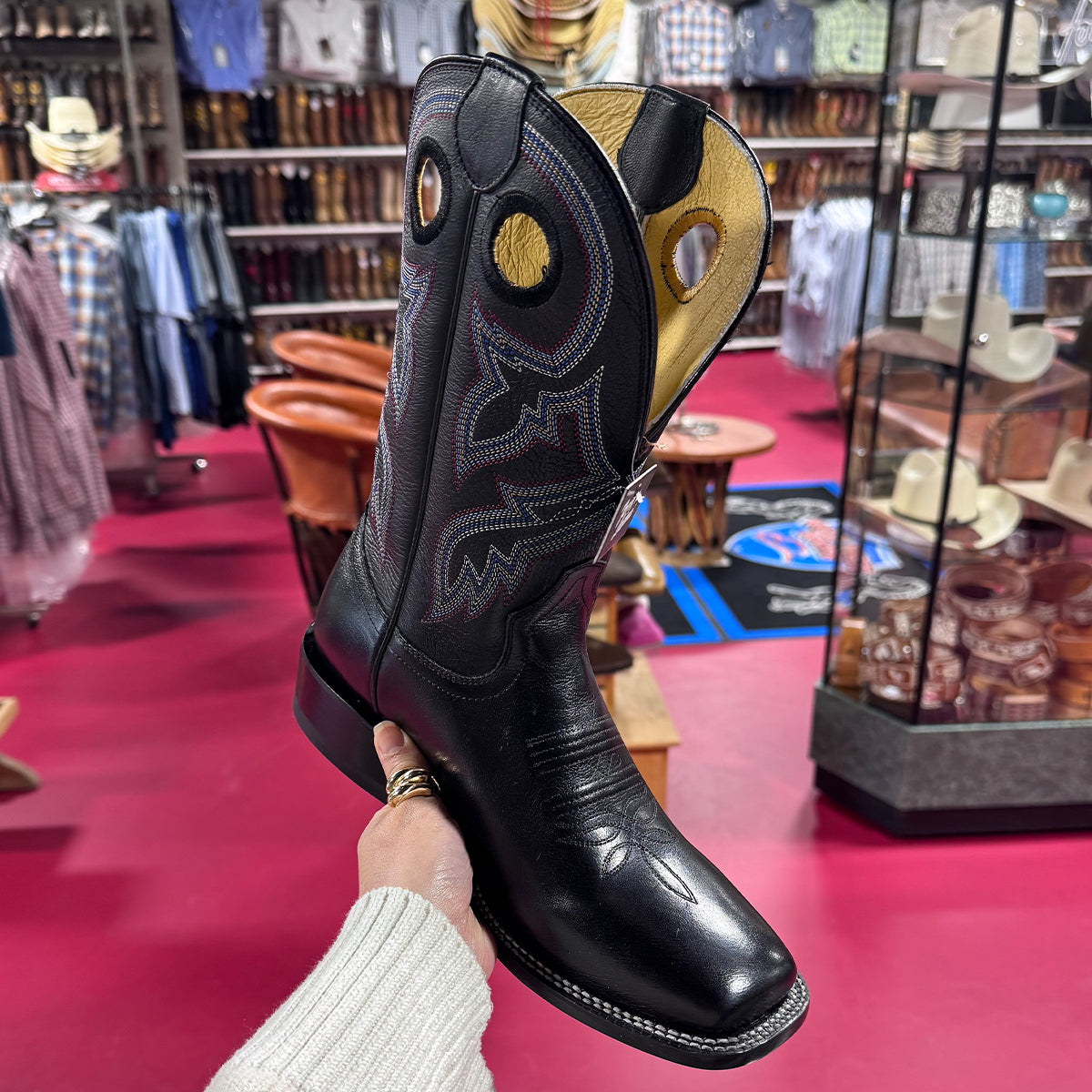 Tony Lama Black Lars Square Toe Cowboy Boots