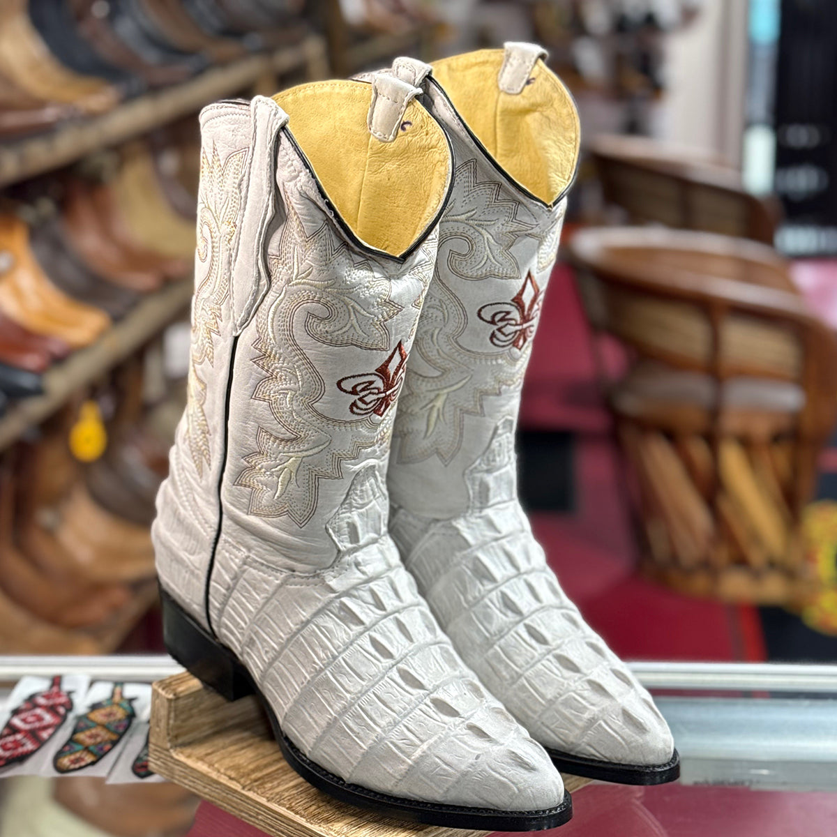 Off-White Crocodile Print Western Boots J-Toe