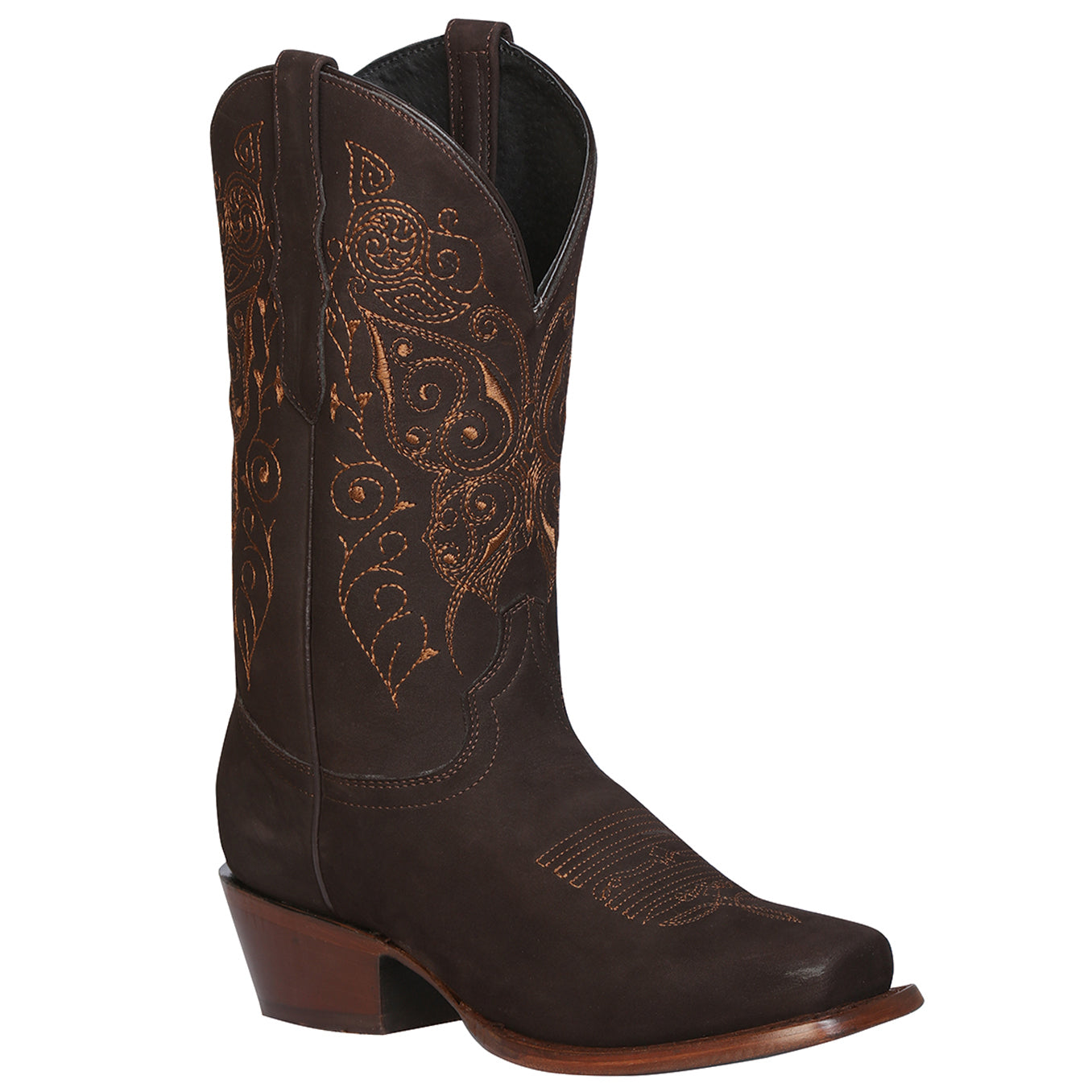  Suede Brown Square Toe Cowgirl Boots