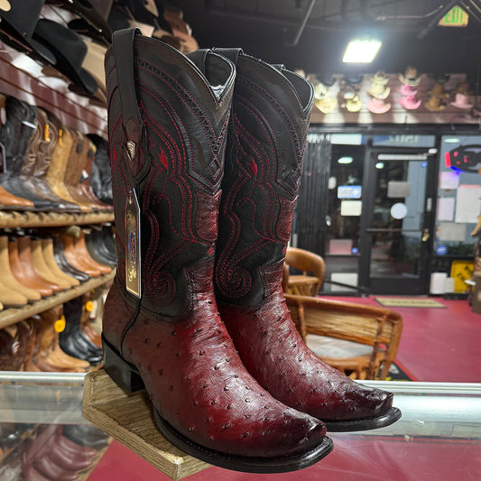 Burgundy Ostrich Boots