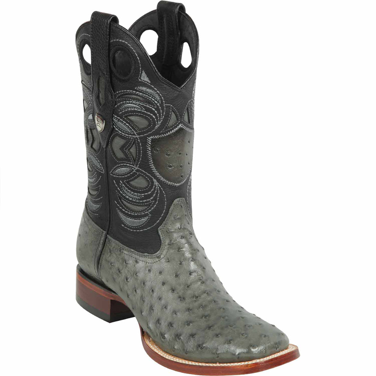  Gray Ostrich Boots Square Toe